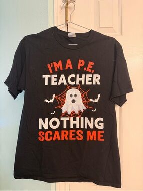 Black 'I'm a P.E. Teacher Nothing Scares Me' Graphic Tee, medium